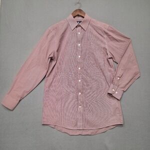 Stafford Travel Performance Men's Long Sleeve Red Check‎ Dress Shirt Sz 15-32/33